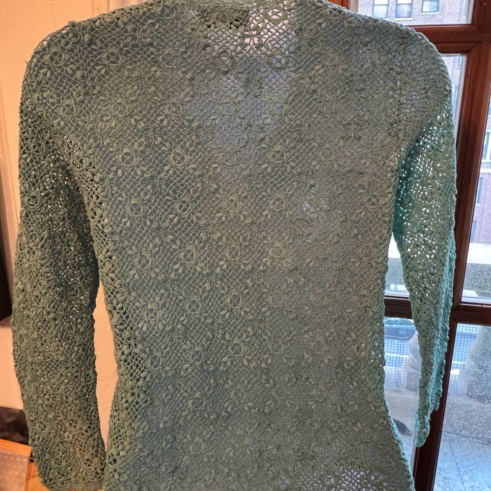 Vintage Green Crochet Cardigan - S - Picture 2 of 3